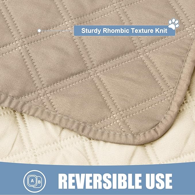 Smiry Waterproof Dog Bed Cover Pet Blanket, Soft Washable Dog Blanket for Furniture Bed Couch Sofa Reversible, Checkered (40"x50", Taupe/Beige)