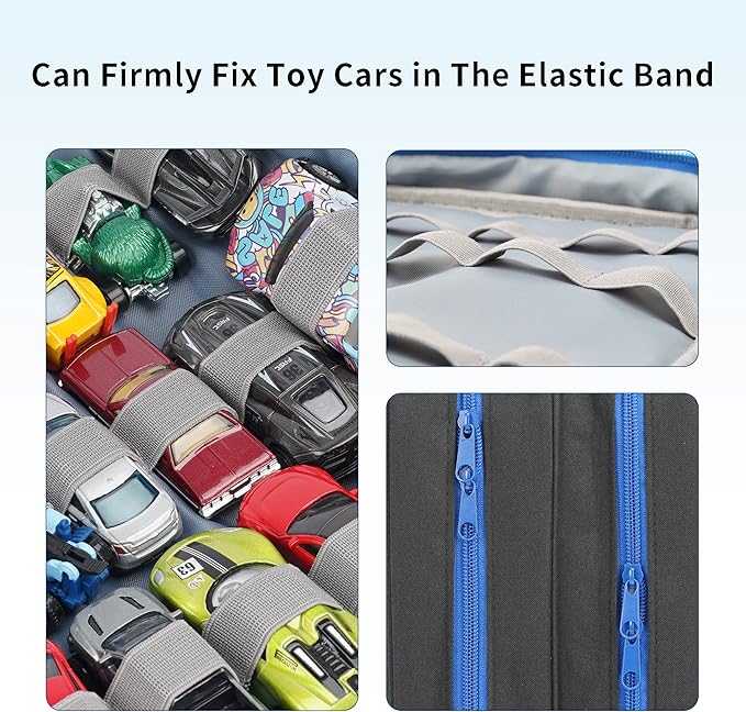 KISLANE 96 Toy Cars Storage Case Compatible with Matchbox Cars, Matchbox Cars Organizer Storage for Mini Toys, Toy Cars, Matchbox Cars, Small Dolls(Bag Only) (Black)