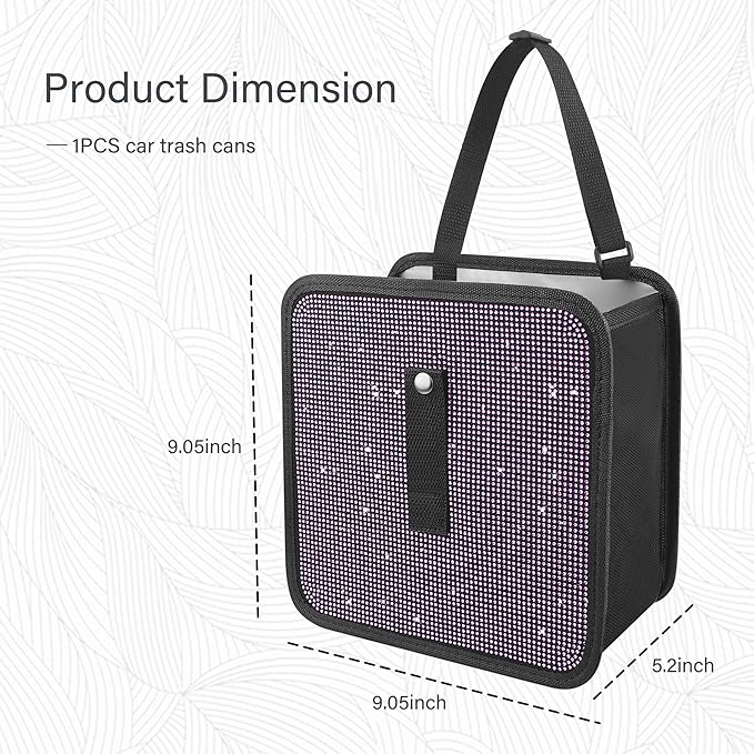 Foldable Car Trash Cans with Rhinestone,Bling Car Trash Bin for Seat Organizer & Decorations,Universal Bling Auto Accessories Vehicle Trash Can for Most Vehicles,SUVs,Trucks (Pink)