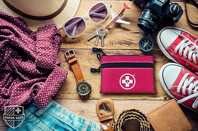 Swiss Safe 2-in-1 First Aid Kit for Car, Travel & Home, Businesses - Bonus Mini Kit for Medical Emergency Aid, Survival, Camping - 64 Piece, 10 Pack
