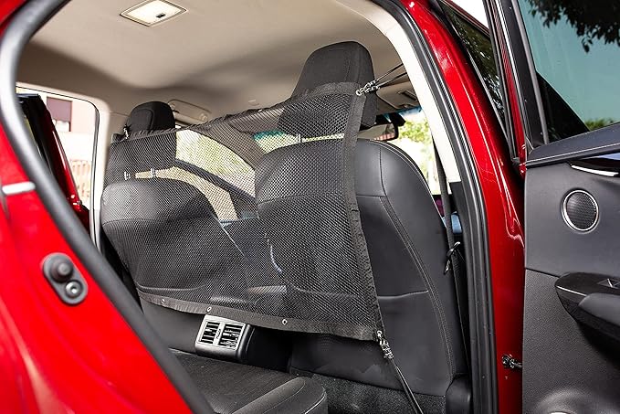 Zento Deals Car Pet Safety Barrier Net – Backseat Mesh Dog Divider – Universal Adjustable for SUV/Car/Van – Washable Safety Net Fence – (45’’x24.5’’)