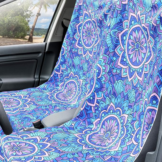 Hahafelt 2 Pack Car Seat Towel Covers with Storage Bag 63 x 32 Inch Athletic Running Towel Seat Sweat Washable Non Slip Cover Gift for Car Outdoor Sport Activities (Mandala)
