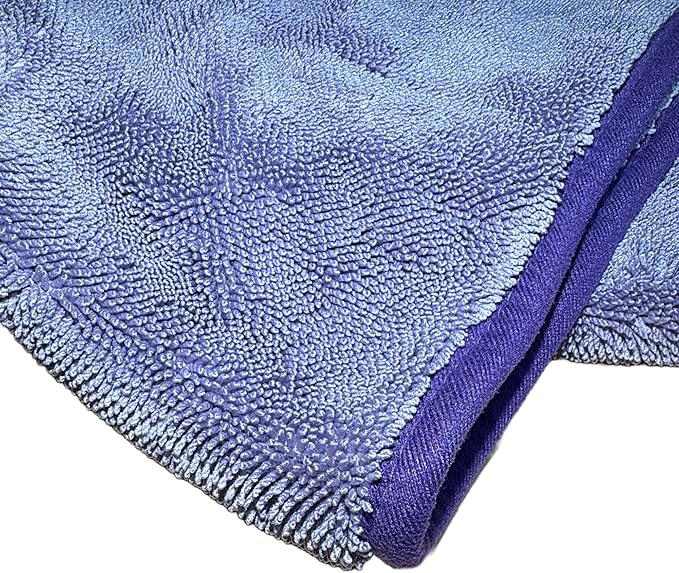 The Diva Rinseless V2 Car Drying Towel-16x20 inches, 1200 GSM Microfiber Twist Loop, Premium Korean Quality, Suede Edge Towel for Auto Detailing, Paint Safe, Purple - 3 Pack