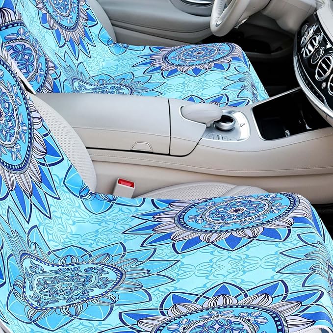 Hahafelt 2 Pack Car Seat Towel Covers with Storage Bag 63 x 32 Inch Athletic Running Towel Seat Sweat Washable Non Slip Cover Gift for Car Outdoor Sport Activities (Blue Mandala)