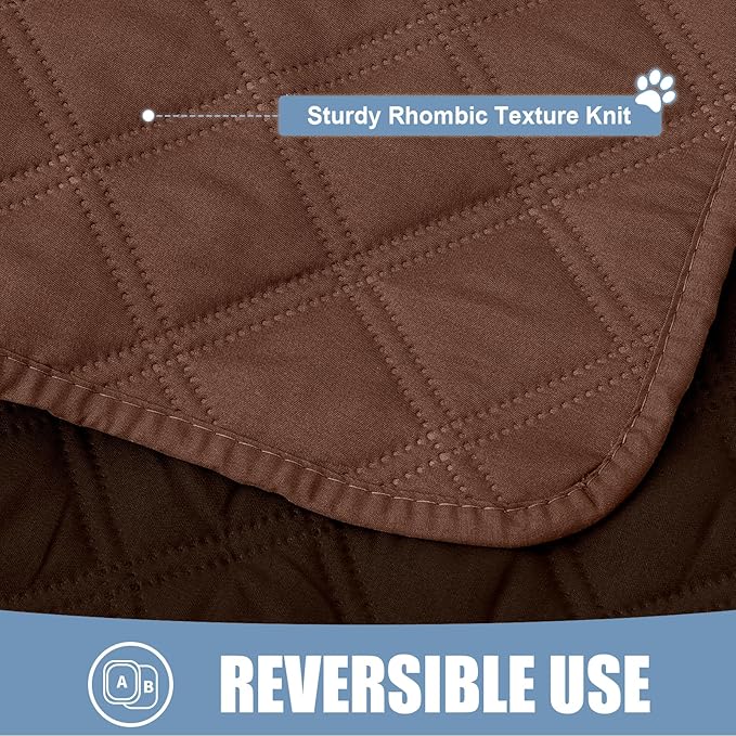 Smiry Waterproof Couch Covers for Dogs Washable, Reversible Pet Couch Covers for 3 Cushion Sofa Pet Friendly, Soft Sofa Furniture Protector for Dogs Cat Kids, Checkered (30"x95", Brown/Chocolate)