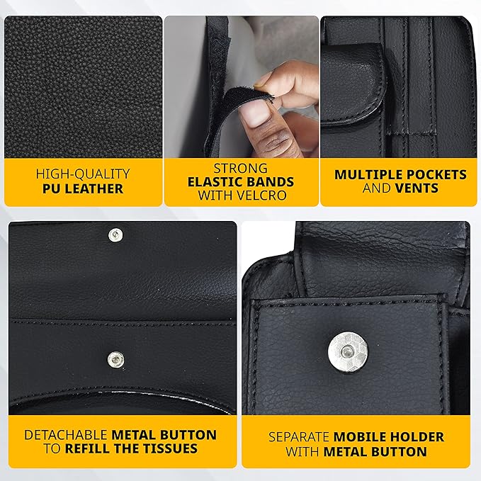 Econour Sun Visor Organizer with Tissue Holder for Car,Trucks|Can Hold Your Tissues, Masks, Pen, Phone, Sunglasses,Cards,Pocketbook and Travel Documents|Multi-Pocket Zipper car Accessory