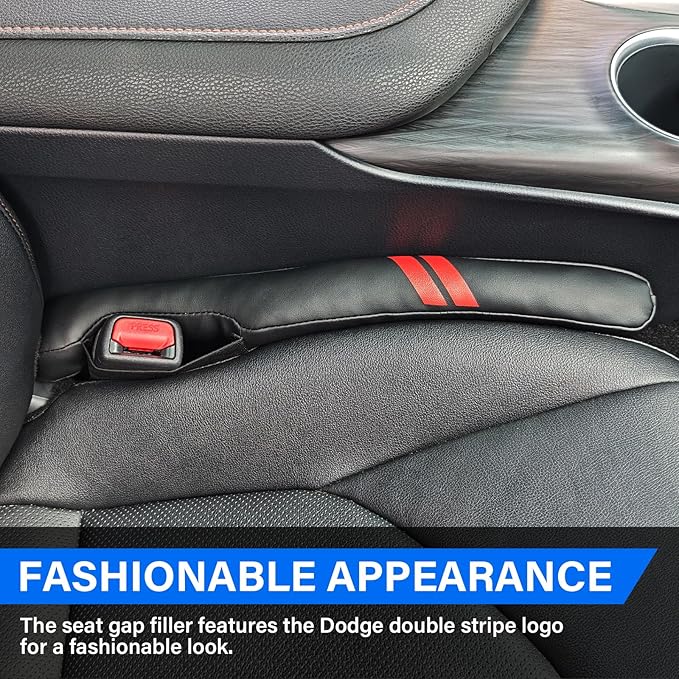 Car Seat Gap Filler for Dodge Accessories Durango Charger Challenger Dart Journey Block The Gap Between Seat and Console Stop Things from Dropping (2PCS, Black)