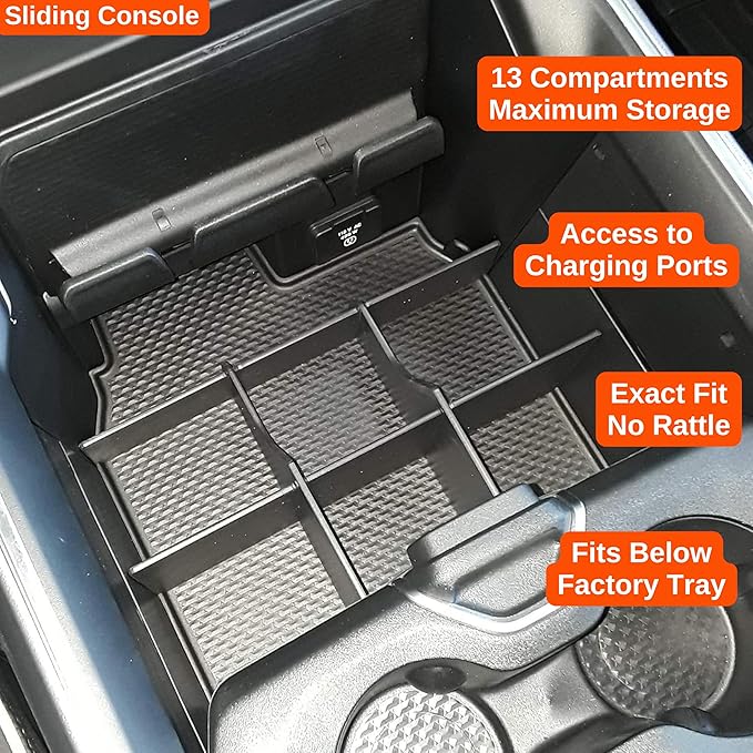 Vehicle OCD - Lower Center Console Organizer for RAM 1500/2500/3500 (2019-2026) (Longhorn and Limited models ONLY) - Made in USA - SLX162