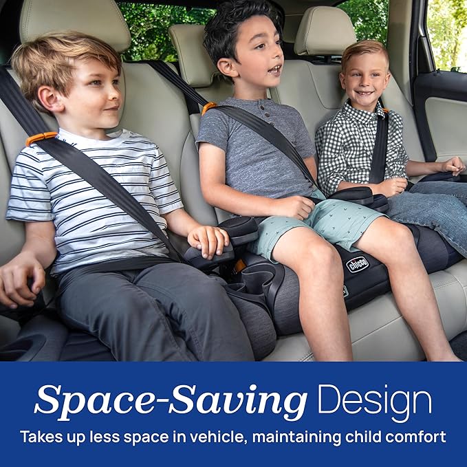 Chicco GoFit ClearTex Backless Booster Car Seat, Travel Booster Seat for Car, Portable Car Booster Seat for Children at Least 4 Years Old and 40-110 lbs., Shadow/Black