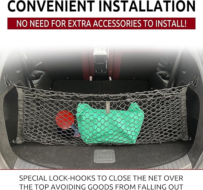 Envelope Style Automotive Elastic Trunk Mesh Cargo Net for Mazda CX-9 Sport Touring 2016-2023 - Premium Trunk Organizers and Storage - Luggage Net for SUV - Best Car Organizer for Mazda CX9 TC