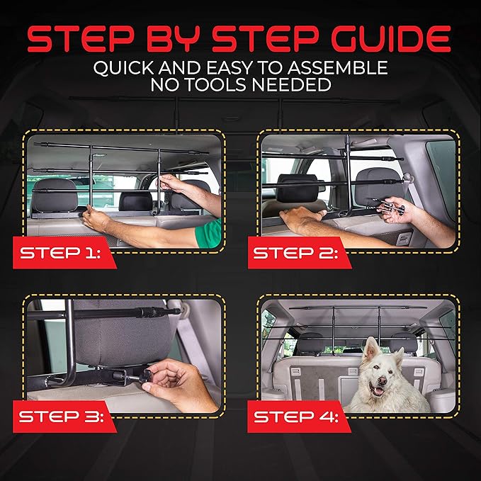 WHISTLER Dog Barrier for SUV's, Cars & Vehicles, Heavy-Duty - Universal Fit Adjustable Pet Barrier