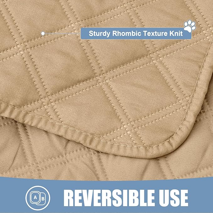 Smiry Waterproof Dog Bed Cover Pet Blanket, Soft Washable Dog Blanket for Furniture Bed Couch Sofa Reversible, Checkered (68"x82", Camel/Camel)