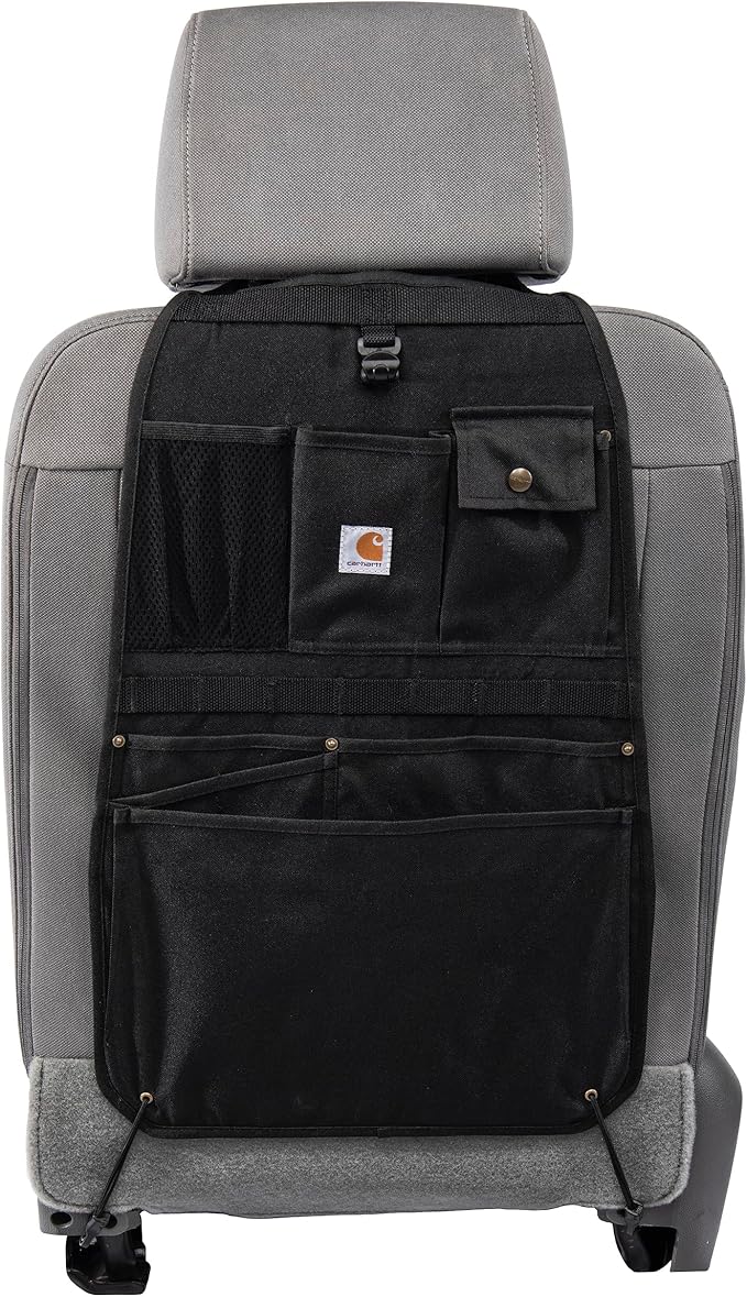 Carhartt Universal Nylon Duck Automotive Seat Back Organizer, Organization for Work and Kids, Black