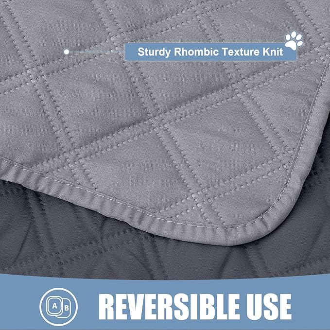 Smiry Waterproof Dog Bed Cover Pet Blanket, Soft Washable Dog Blanket for Furniture Bed Couch Sofa Reversible, Checkered (68"x82", Grey/Dark Grey)