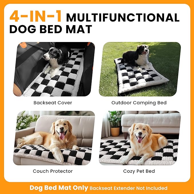 HiPetpy Backseat Dog Bed Mat for Car, Non-Slip Dog Bed for Car Back Seat, Soft & Cozy Dogs Blanket, Washable Travel Pet Mat Seat Protector for Cars, SUVs, Trucks