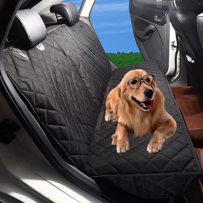 JSTHT Dog Seat Cover, 100% Waterproof Bench Seat Cover Protector Scratch Proof Nonslip Durable Soft Pet Back Seat Covers for Cars Trucks & SUV