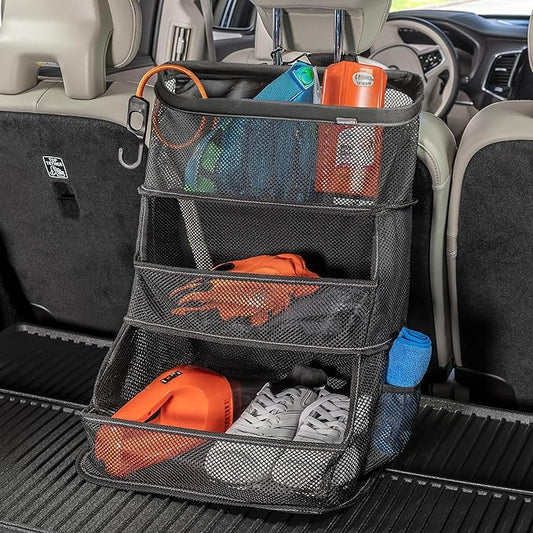 High Road CarCubby Car Storage Organizer - SUV Trunk Organizer, Passenger Seat Organizer or Back Seat Storage With 3 Easy-View Mesh Bins