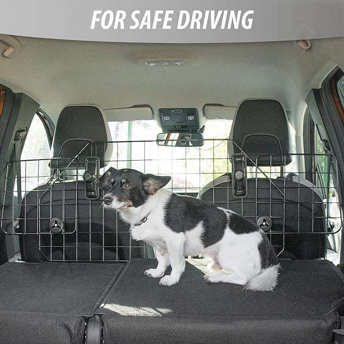 ZONETECh Car Dog Universal Pet Barrier -Premium Quality Black Heavy Duty Coated Wire Adjustable Mounted Headrest Divider Automotive Accessory for Safety Travel