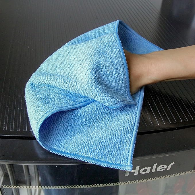 Tricol Clean Professional Microfiber Cleaning Cloth 12 Value Pack 12 x 12 inch (Commerical Grade, Extra Thick, Extra Absorbant, Dry Fast, Lint Free, 300GSM) (Blue, White, Orange, Red)