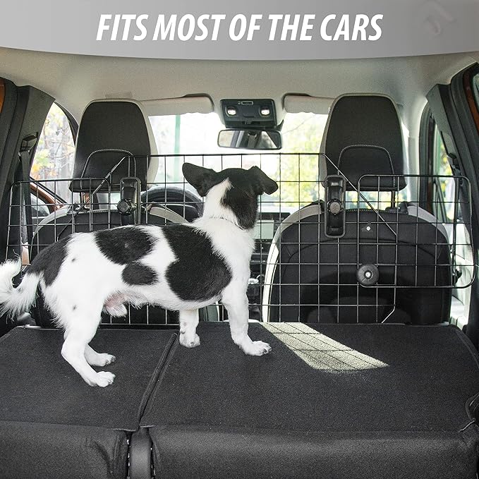 ZONETECh Car Dog Universal Pet Barrier -Premium Quality Black Heavy Duty Coated Wire Adjustable Mounted Headrest Divider Automotive Accessory for Safety Travel