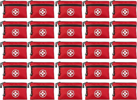 Swiss Safe 2-in-1 First Aid Kit for Car, Travel & Home, Businesses - Bonus Mini Kit for Medical Emergency Aid, Survival, Camping - 64 Piece, 25 Pack