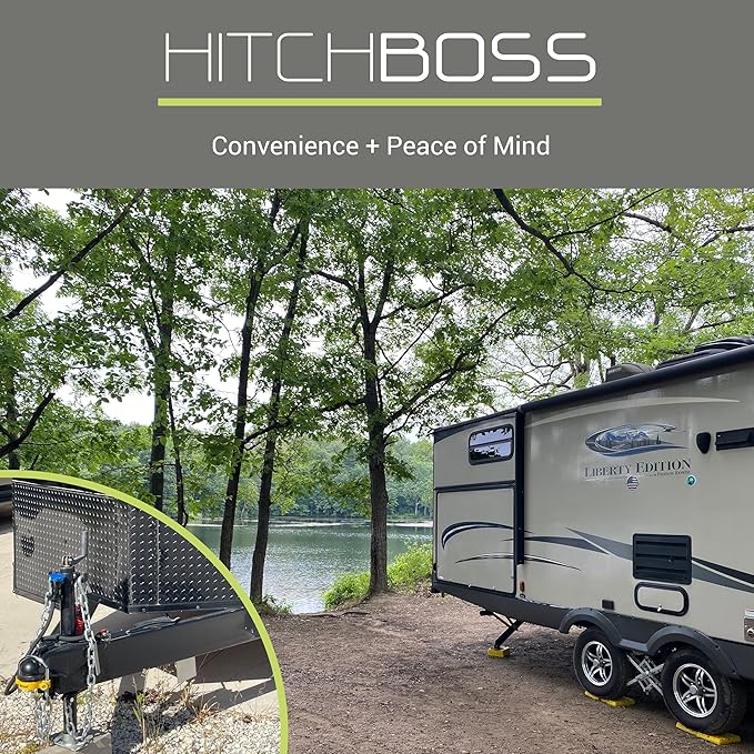 GR Innovations HitchBoss 7-Way - Towing Organizer for Manual/Electric 2” & 2 ¼” Trailer Hitch - Easy Install RV Accessories - Side Hooks, Cable & Harness Holder - Made in USA